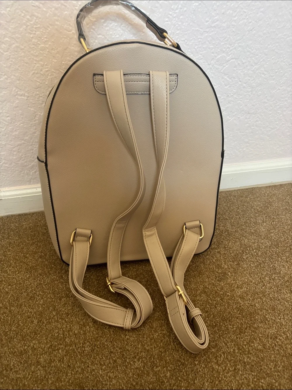 Badgley Mischka Cream Leather-Style Women's Backpack